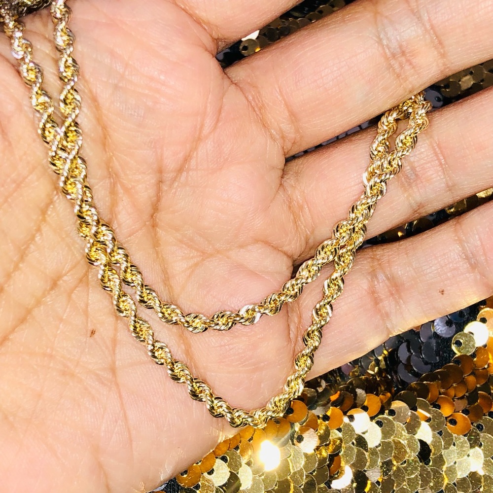 10k Real Gold Diamond cut men rope chain NOT plated! best Gift Huge sale popular - Picture 3 of 4